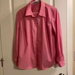 Fox Croft 14W pink and white striped blouse